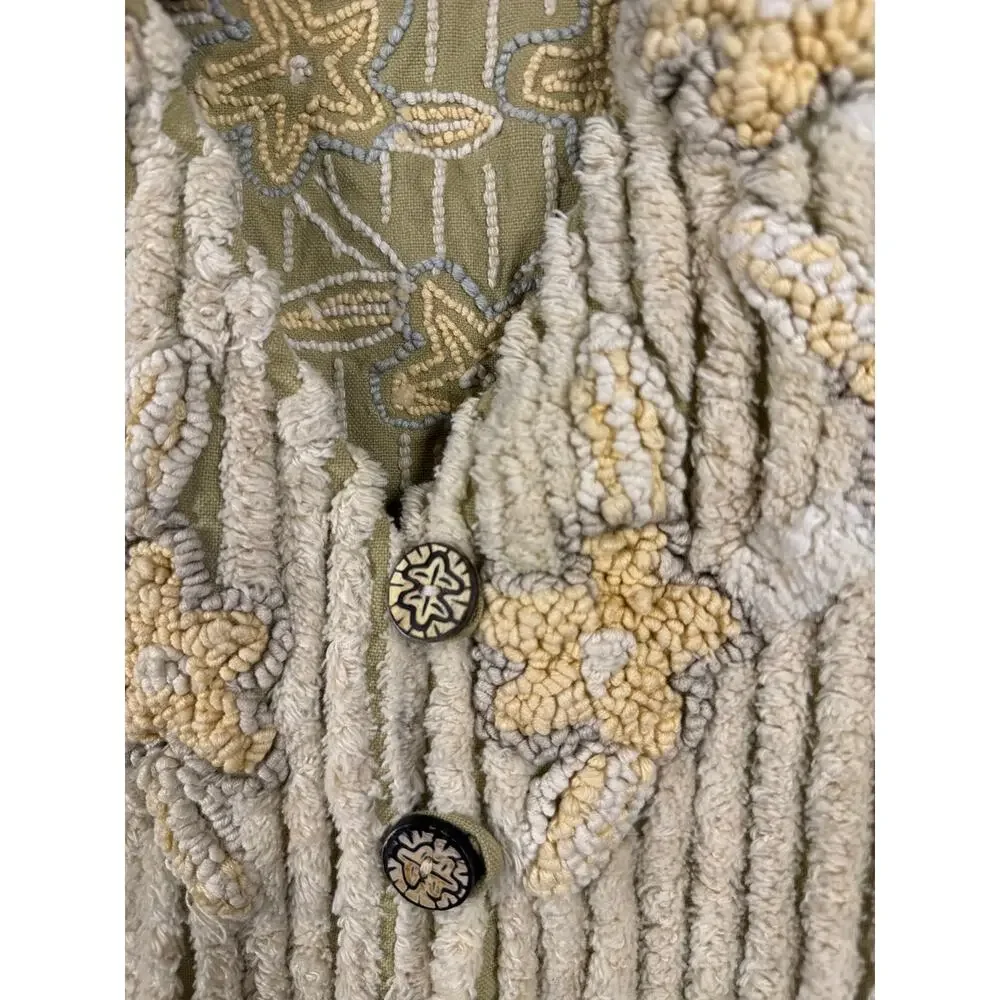 Sandy Starkman Vintage Chenille Floral Embroidered Cotton Vest - Picture 5 of 8